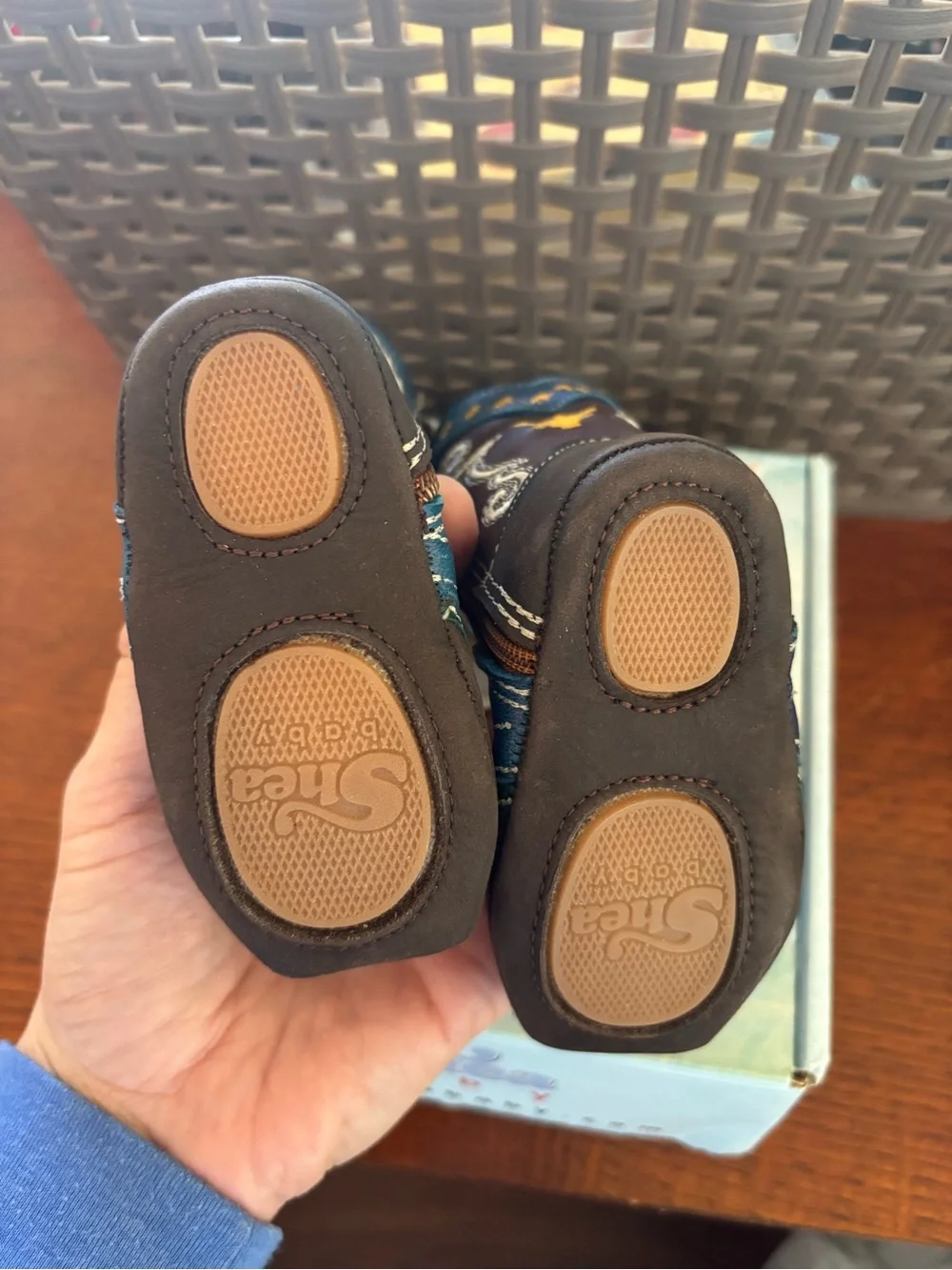 Shea Baby “Nash” Kids' Blue and Brown Western Zip-Up Boots